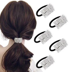 5Pcs Women's Hair Bands Fashion Crystal Rhinestone Hair Ties Hairties Scrunchies